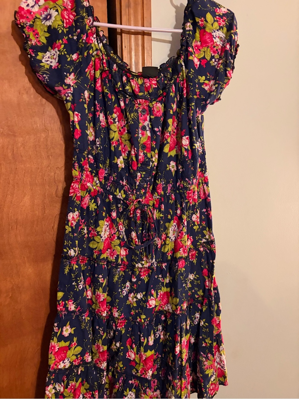 Navy Floral Midi Dress 100% Cotton